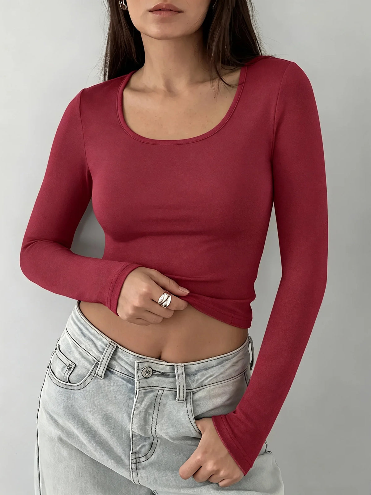 Scoop-Neck Long-Sleeve Top
