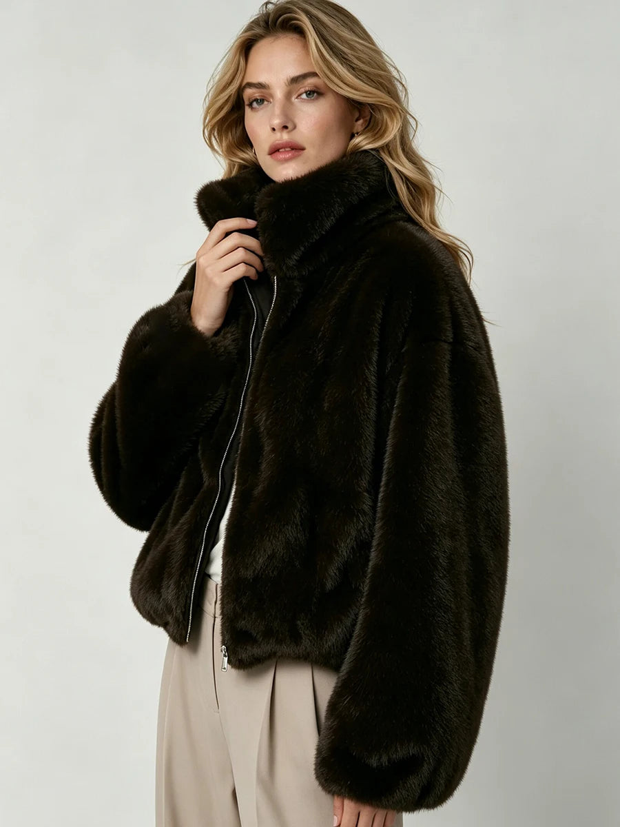 Brown Faux-Fur Jacket