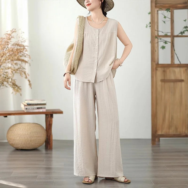 Relaxed Sleeveless Trouser Set