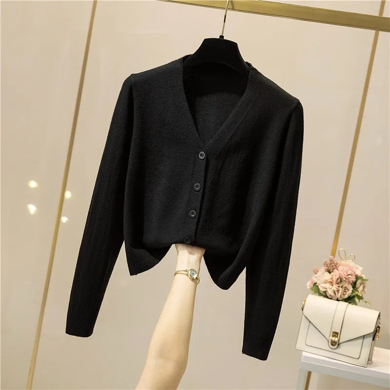 Cropped V-Neck Cardigan