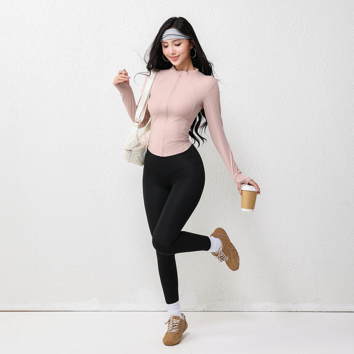 Cropped Stand-Collar Zip Jacket