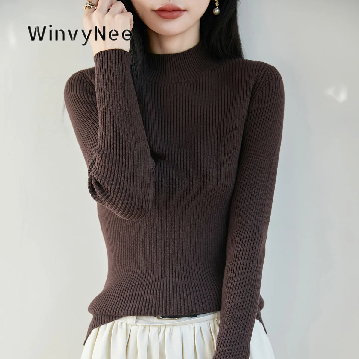 Ribbed Mock-Neck Top
