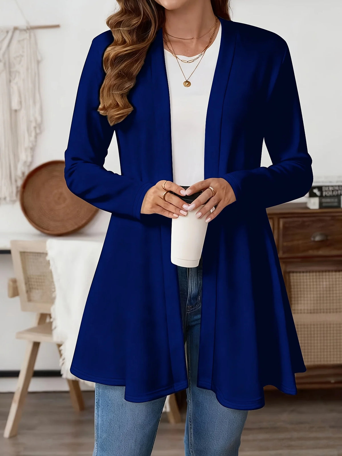 Long Open-Front Cardigan