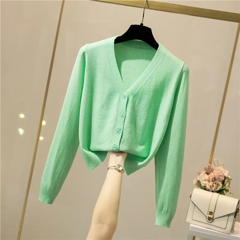 Cropped V-Neck Cardigan