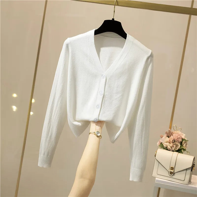 Cropped V-Neck Cardigan