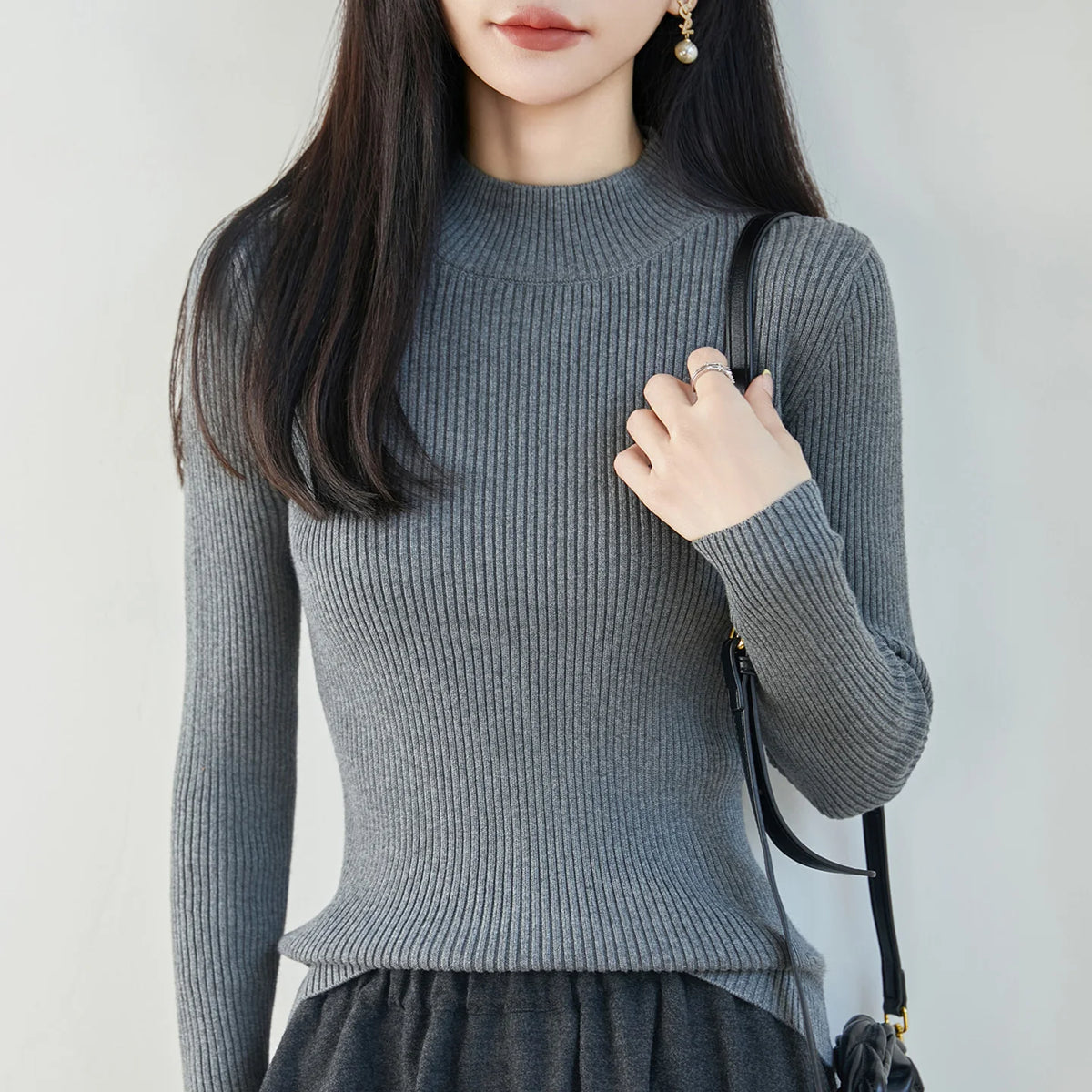 Ribbed Mock-Neck Top