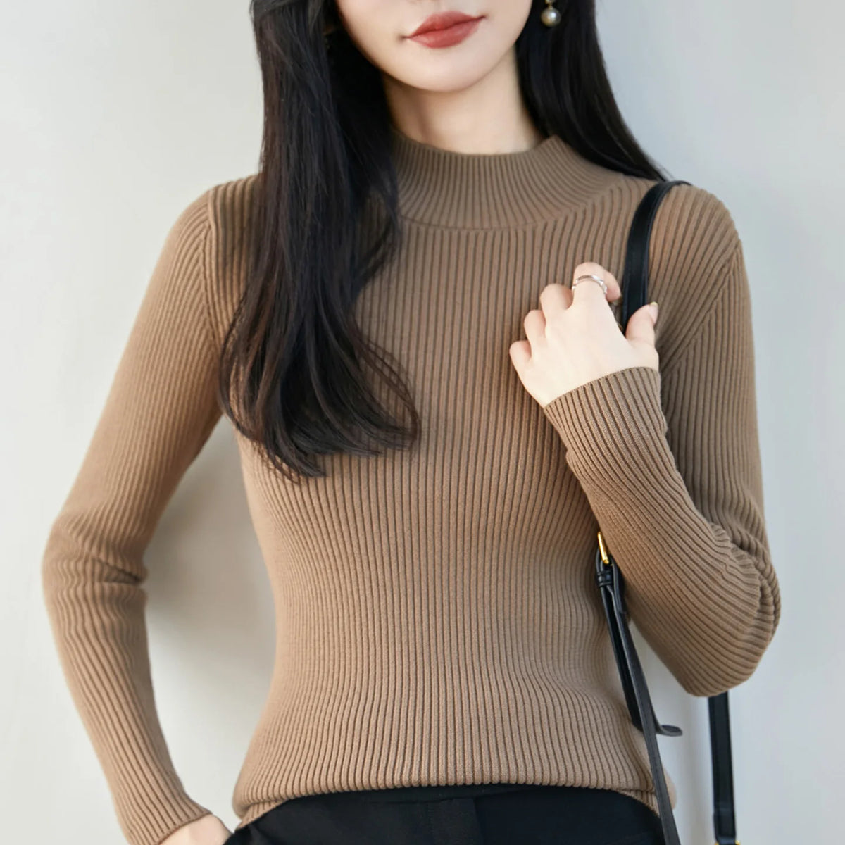 Ribbed Mock-Neck Top