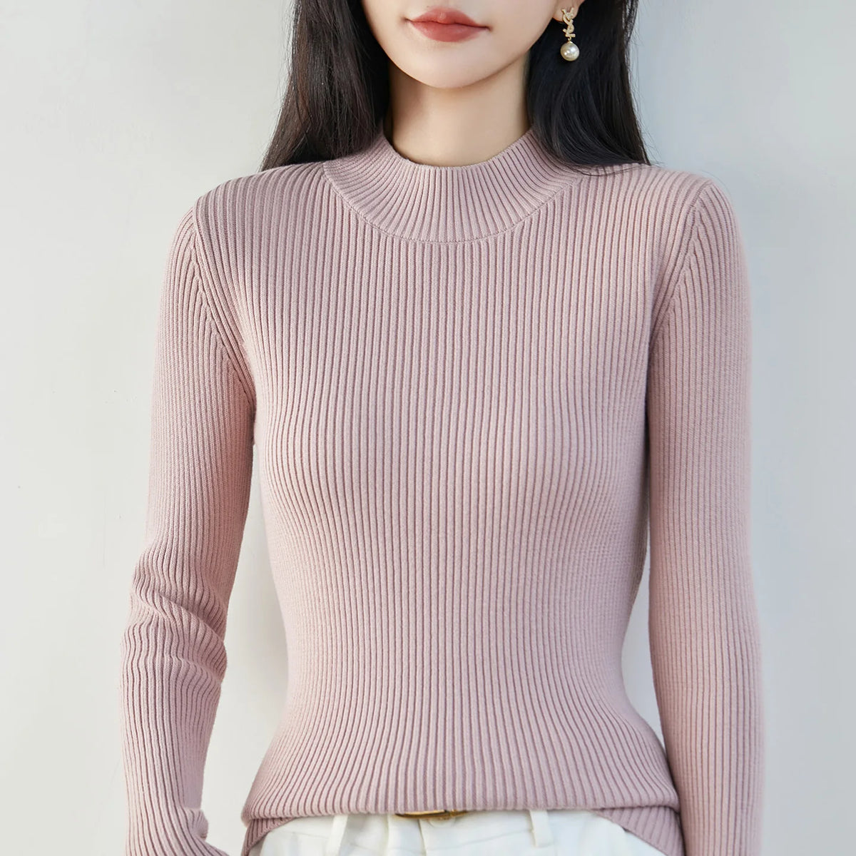 Ribbed Mock-Neck Top
