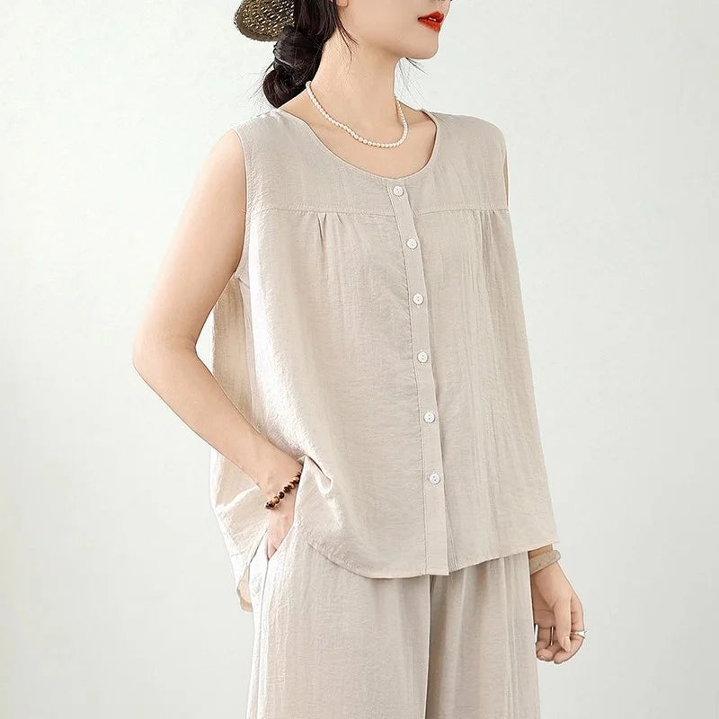 Relaxed Sleeveless Trouser Set