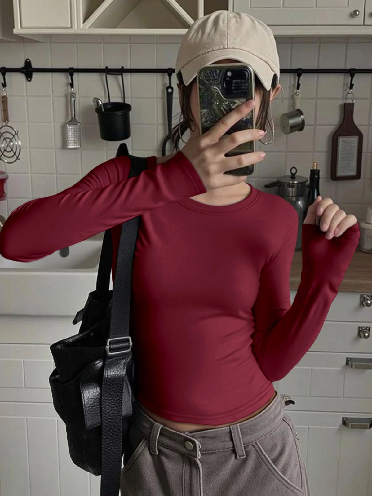 Crew-Neck Long-Sleeve Top