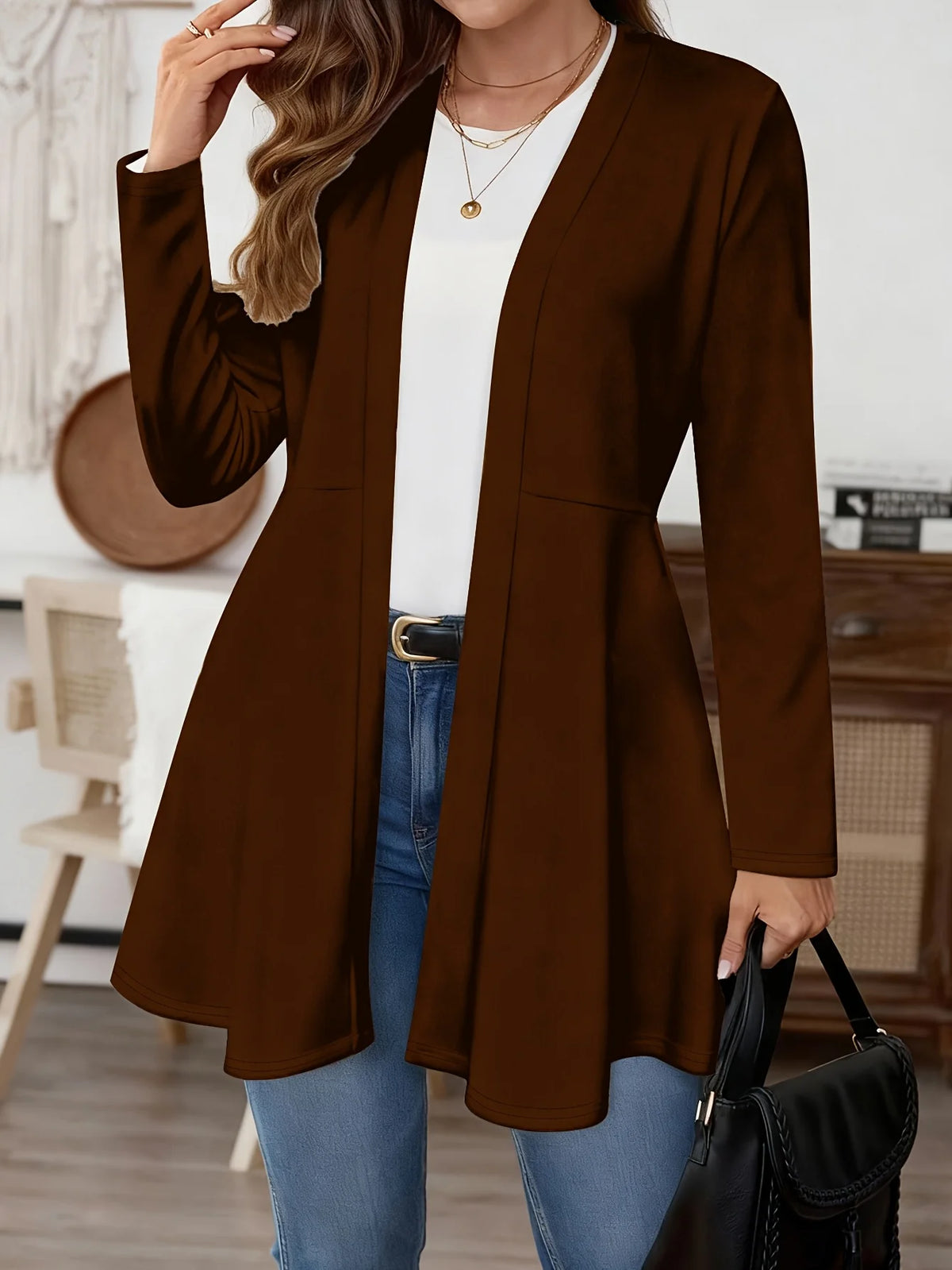 Long Open-Front Cardigan