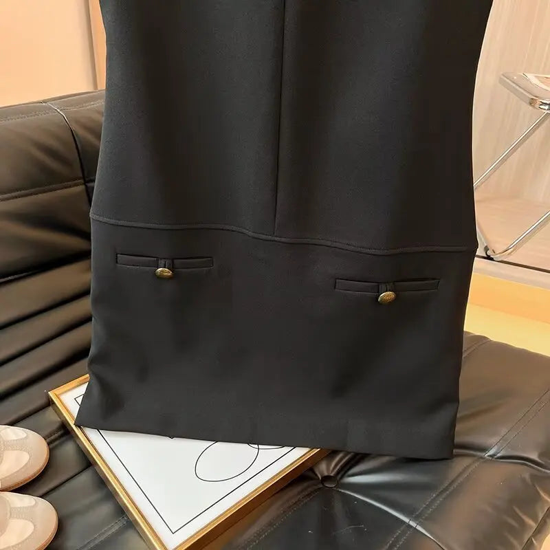 Button-Detail Sleeveless Mini Dress