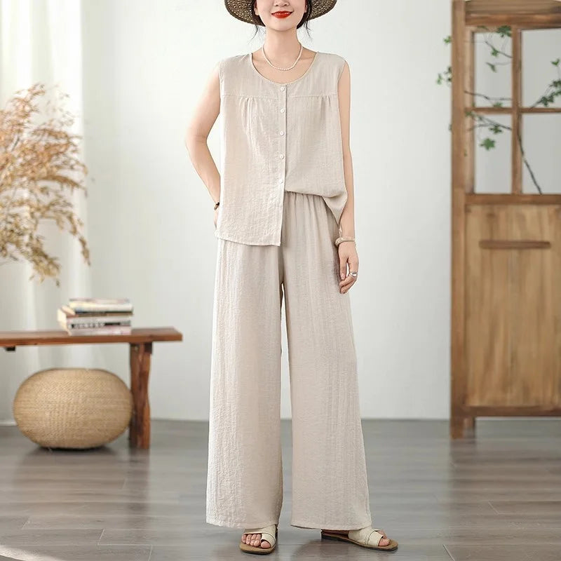 Relaxed Sleeveless Trouser Set