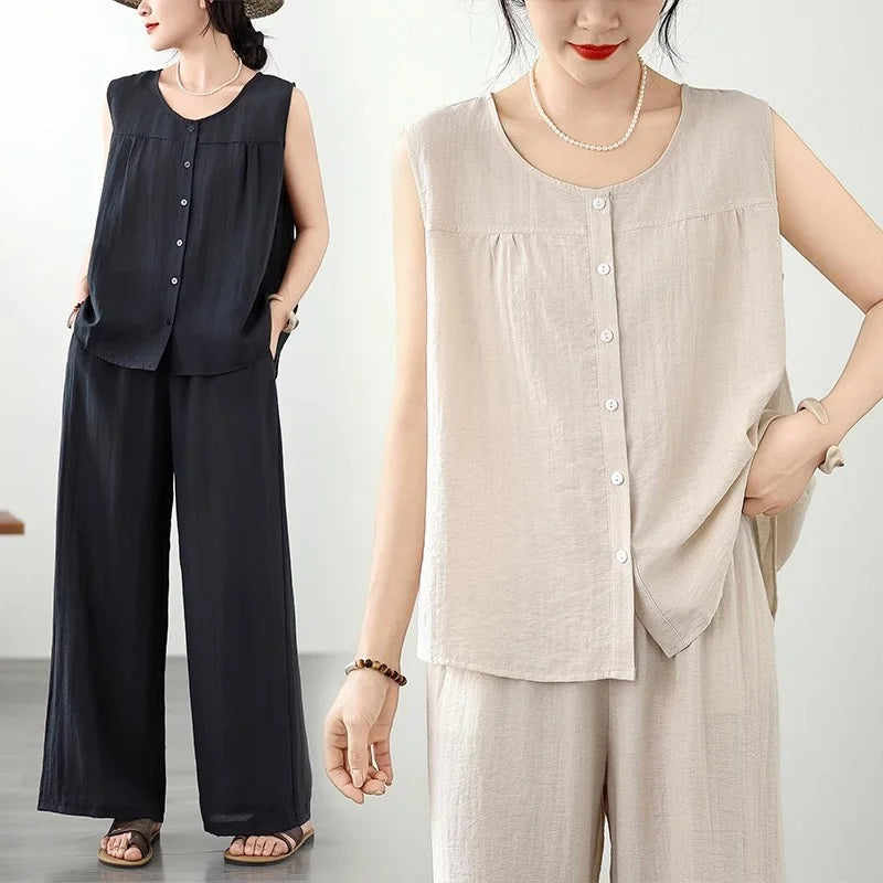Relaxed Sleeveless Trouser Set