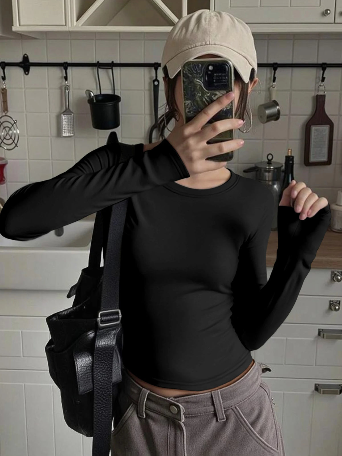 Crew-Neck Long-Sleeve Top