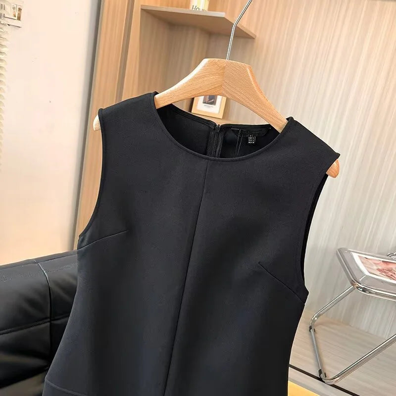 Button-Detail Sleeveless Mini Dress