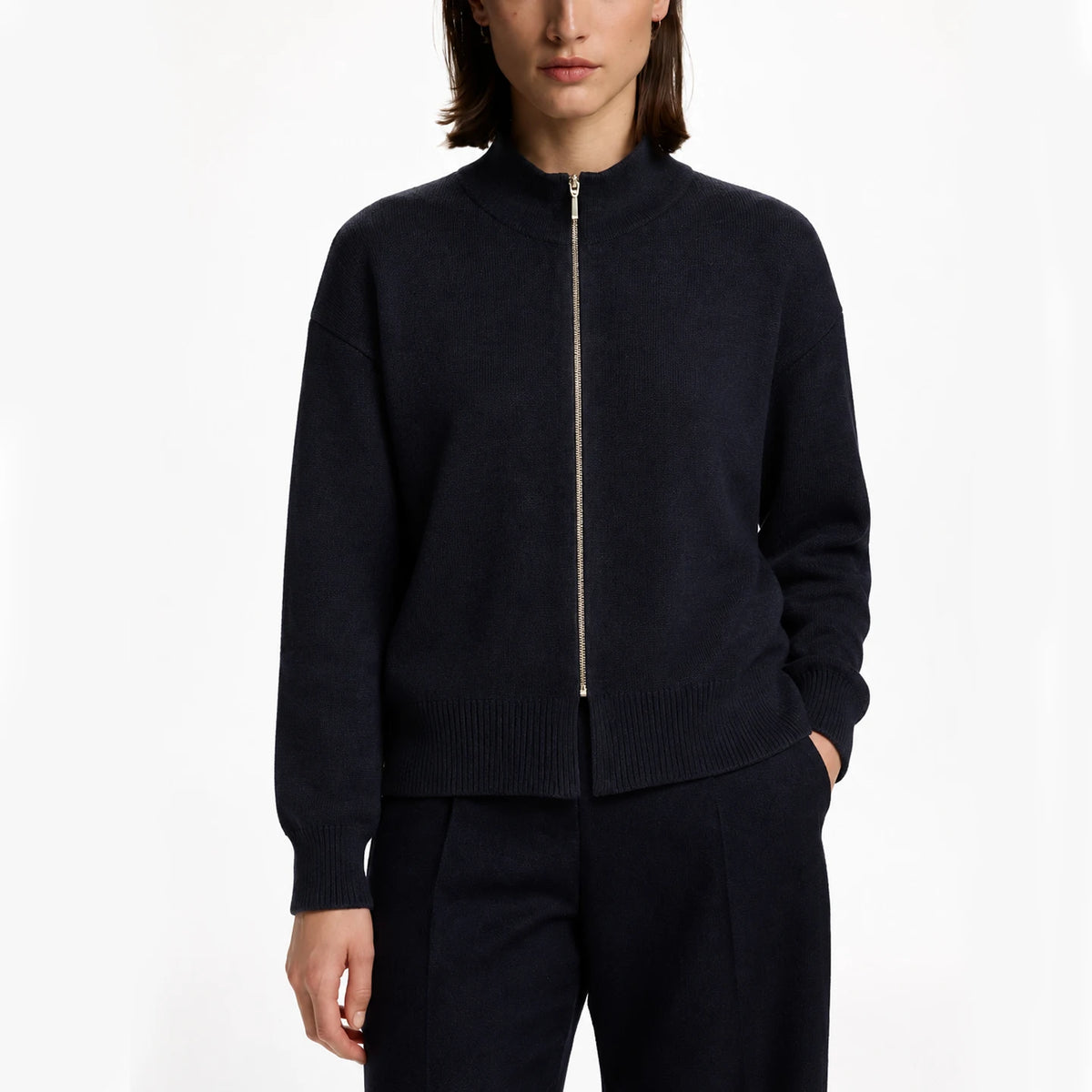 Navy Zip Knit