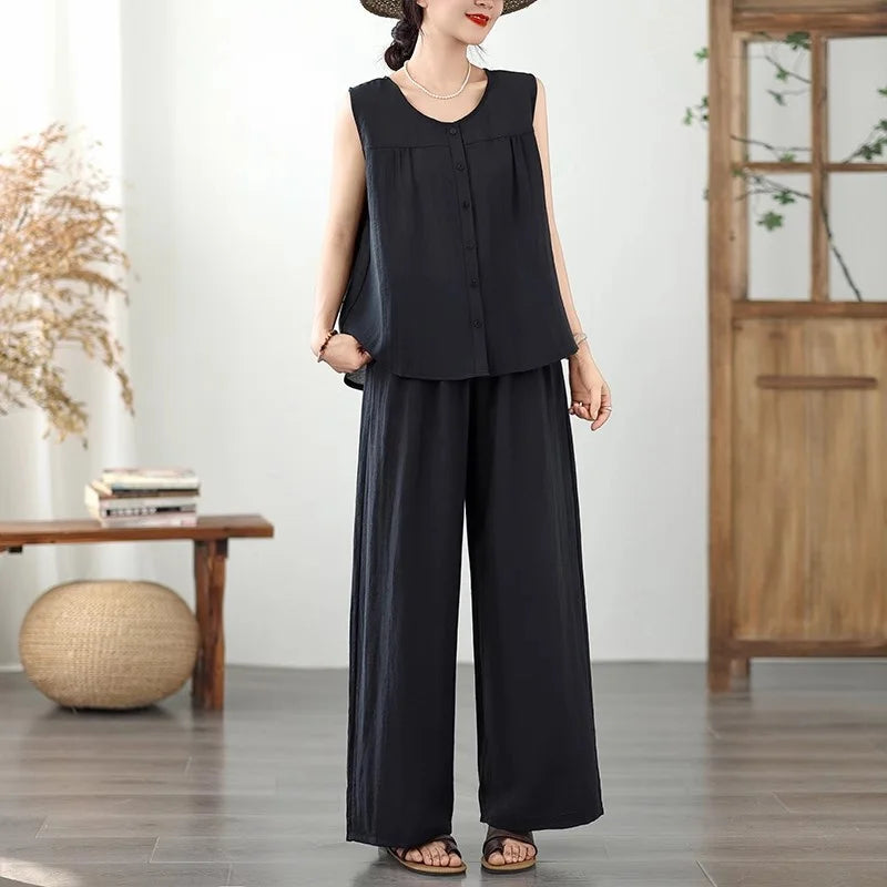 Relaxed Sleeveless Trouser Set