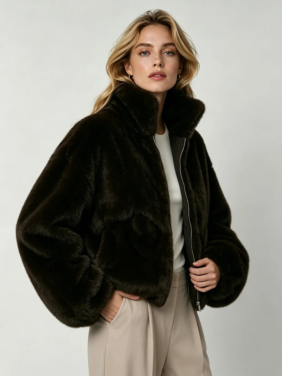 Brown Faux-Fur Jacket