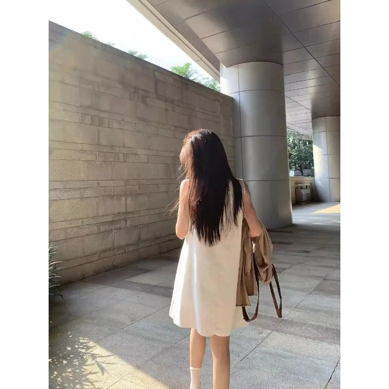 White V-Neck Mini Dress