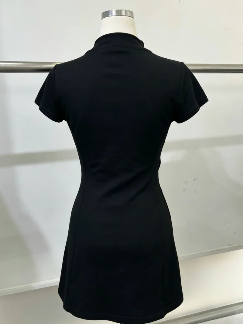 Asymmetric Button Mini Dress
