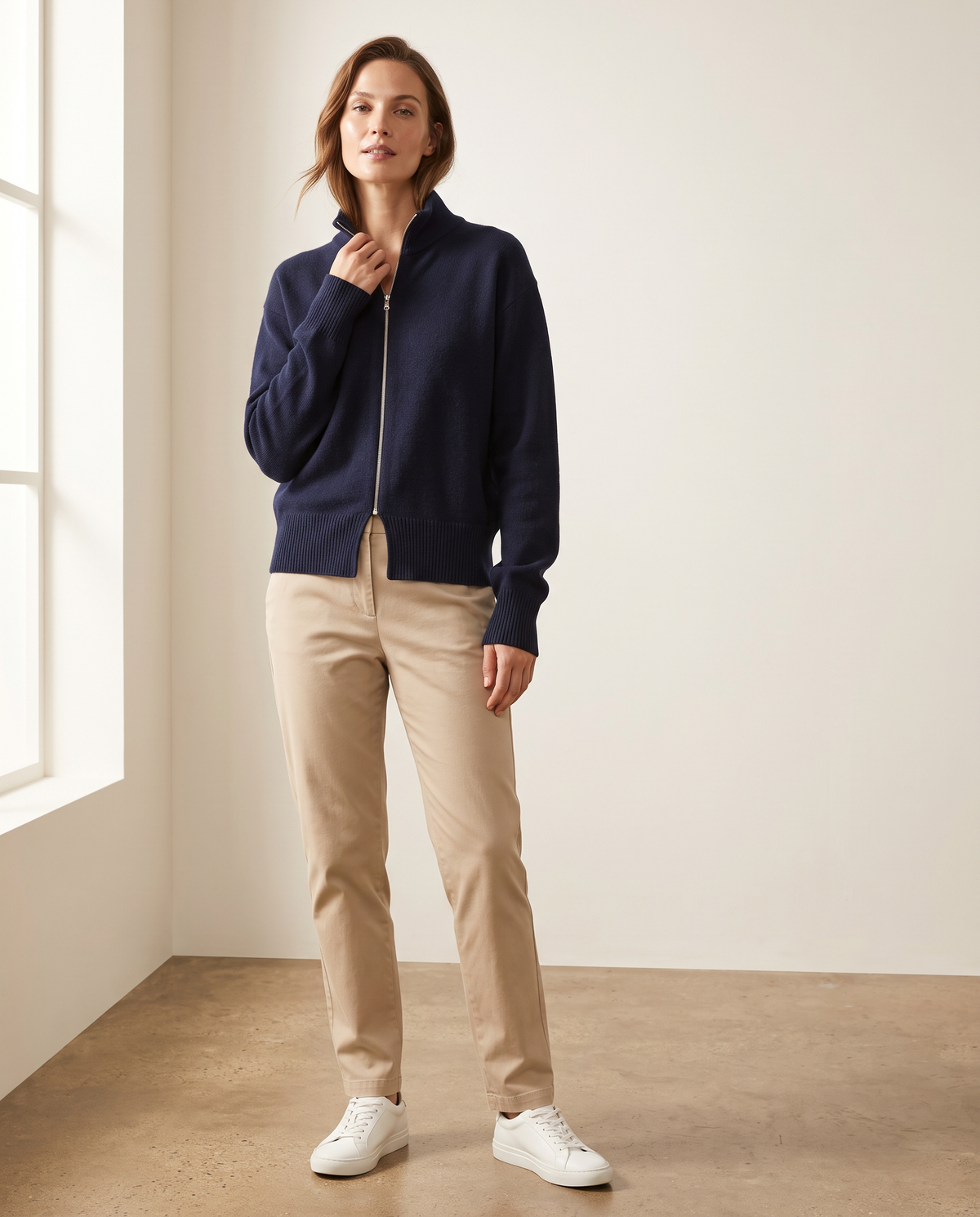 Navy Zip Knit