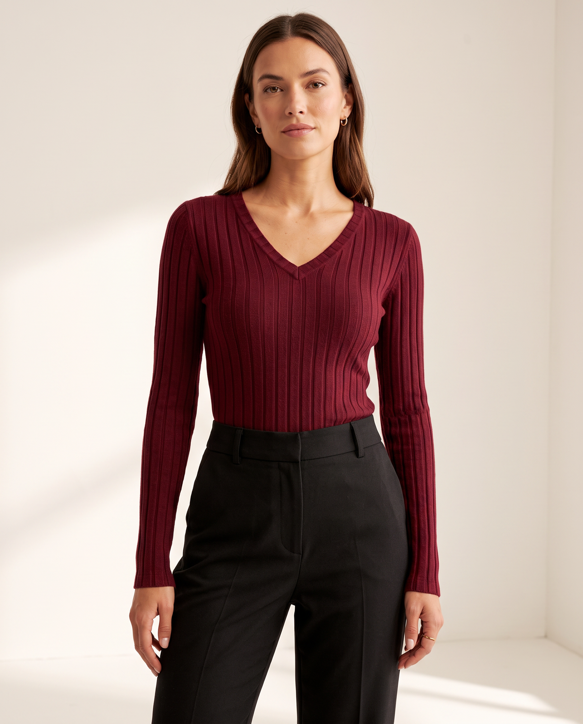 Ribbed V-Neck Top
