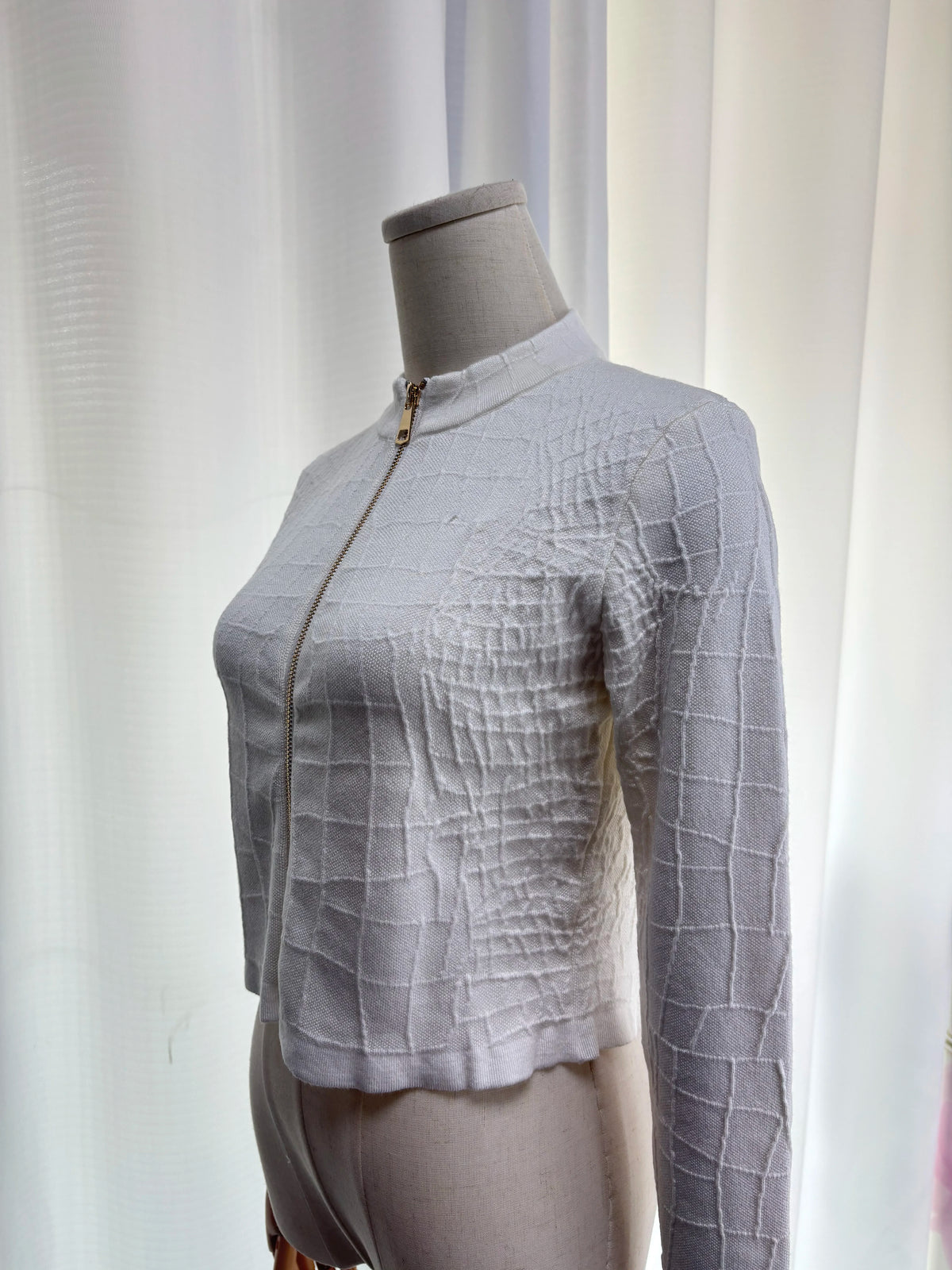 Textured Zip-Front Cardigan