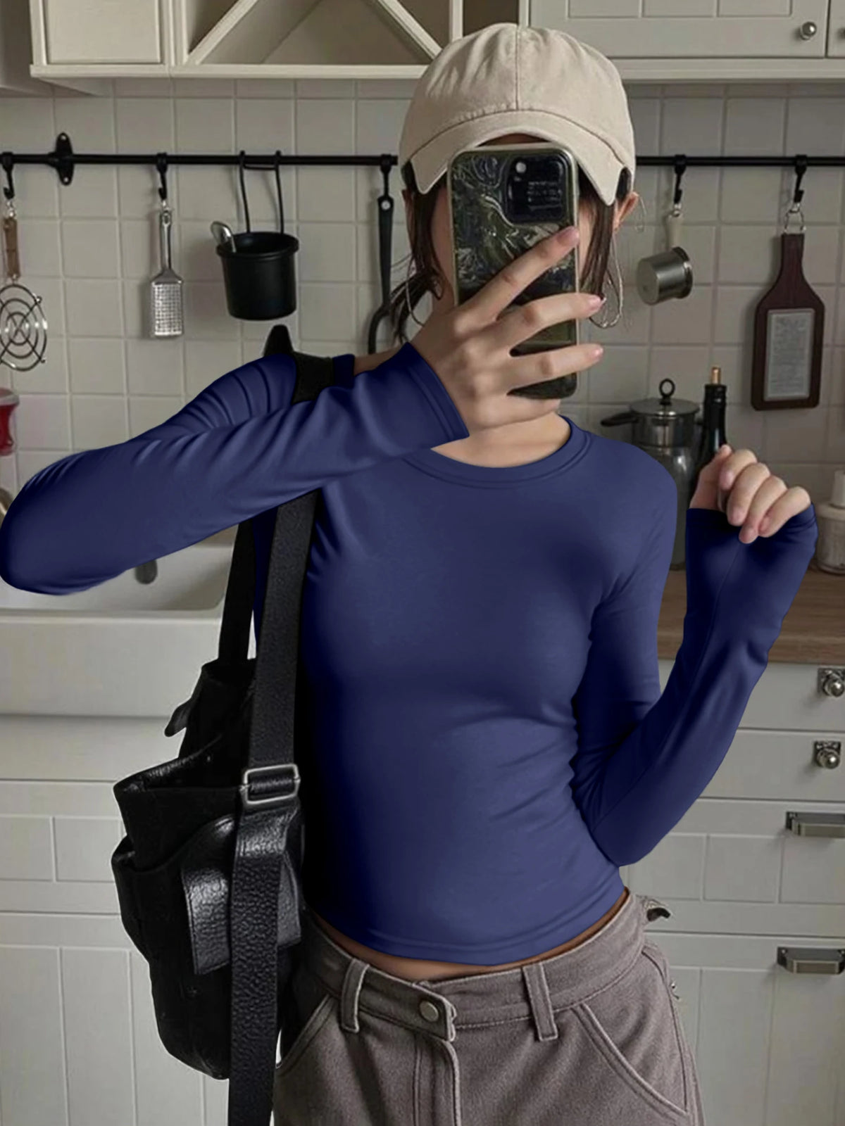 Crew-Neck Long-Sleeve Top