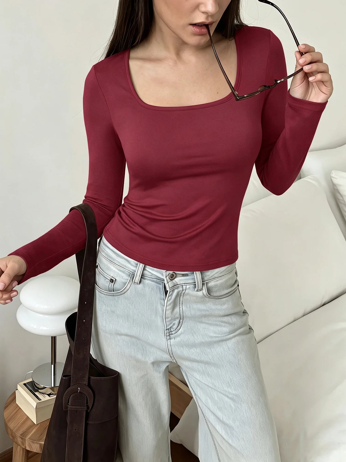 Scoop-Neck Long-Sleeve Top