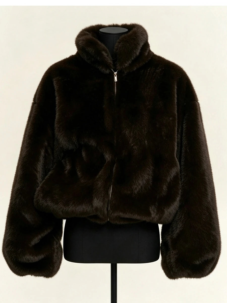 Brown Faux-Fur Jacket