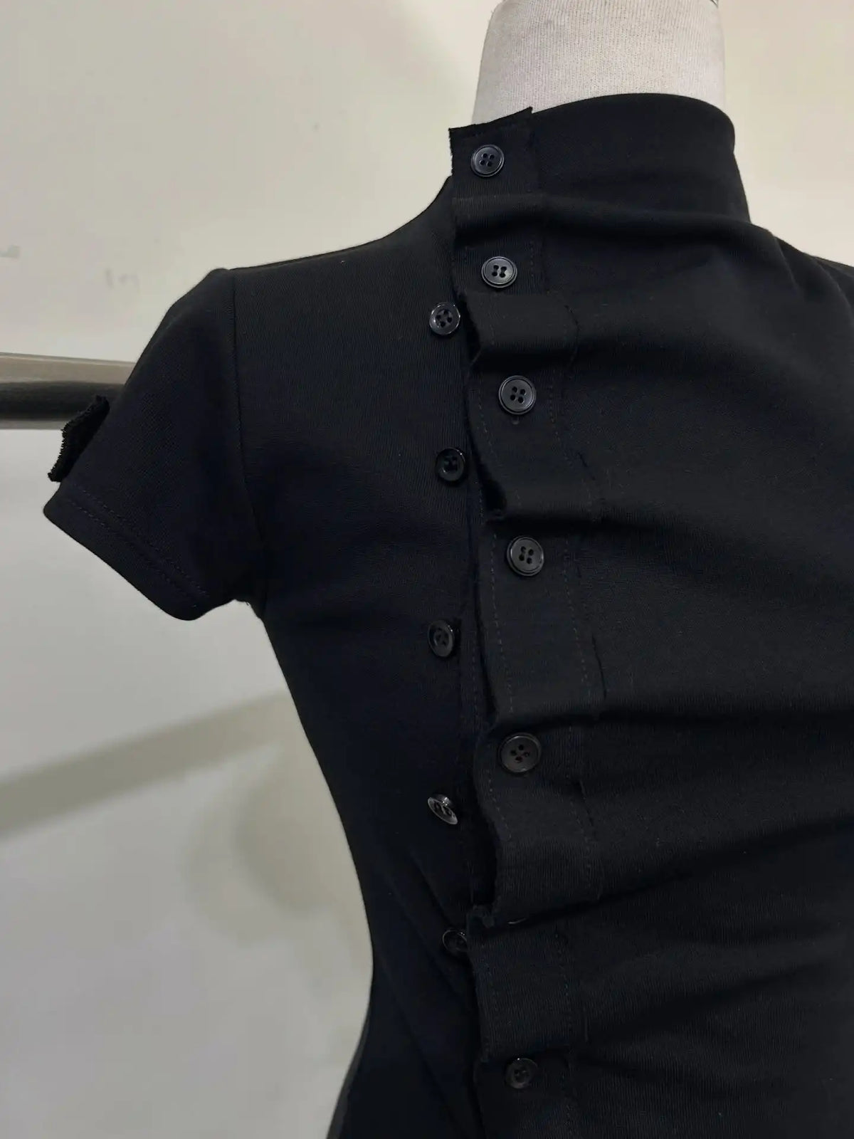 Asymmetric Button Mini Dress