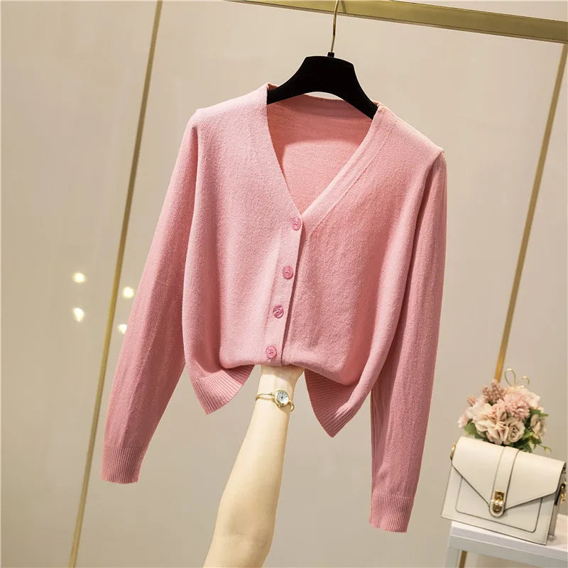 Cropped V-Neck Cardigan