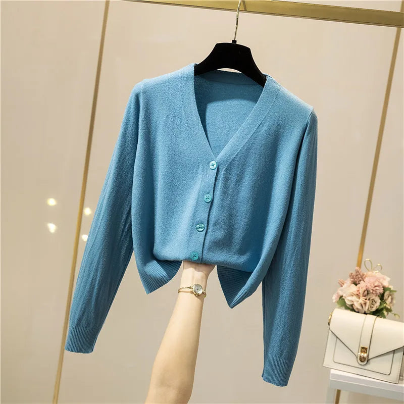 Cropped V-Neck Cardigan