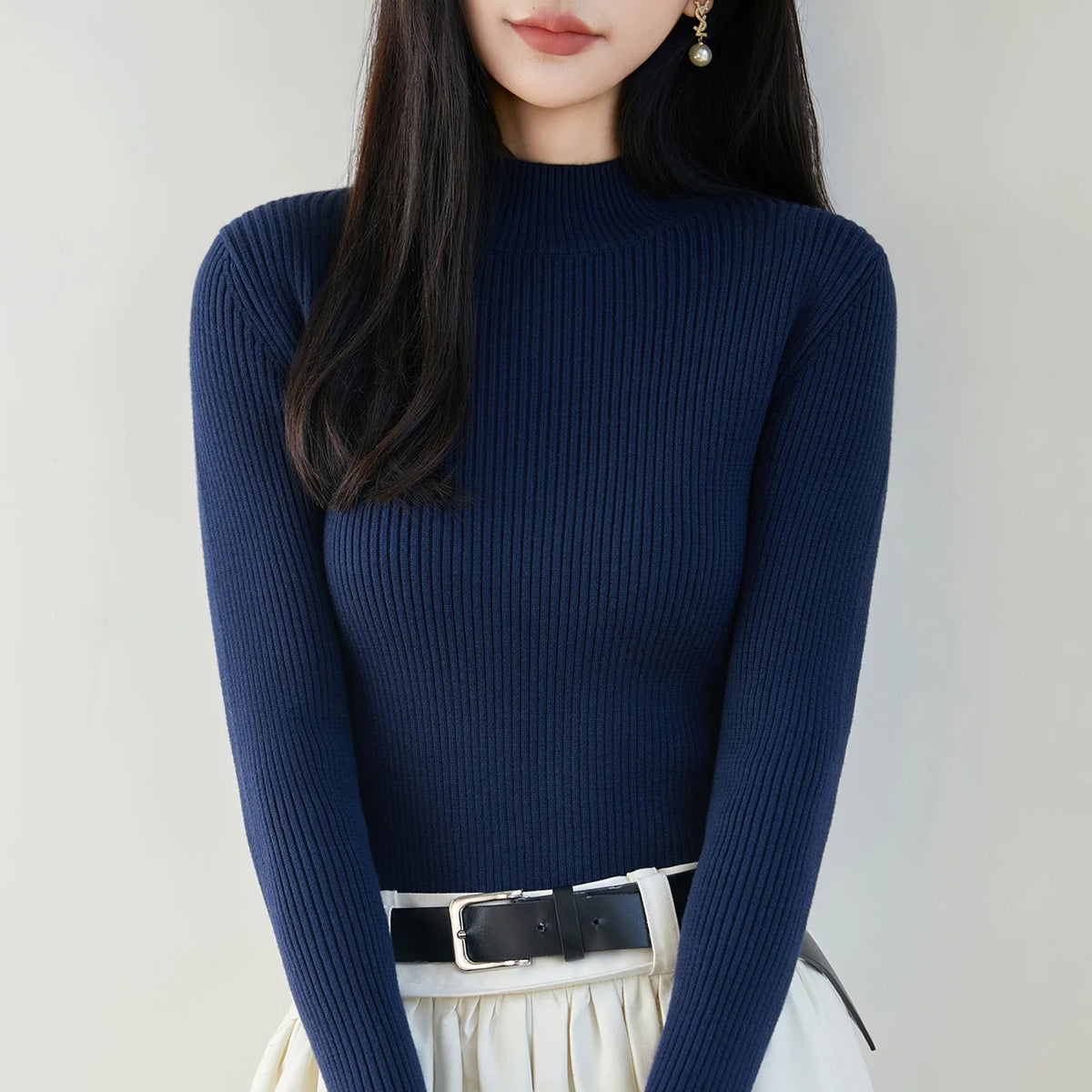 Ribbed Mock-Neck Top