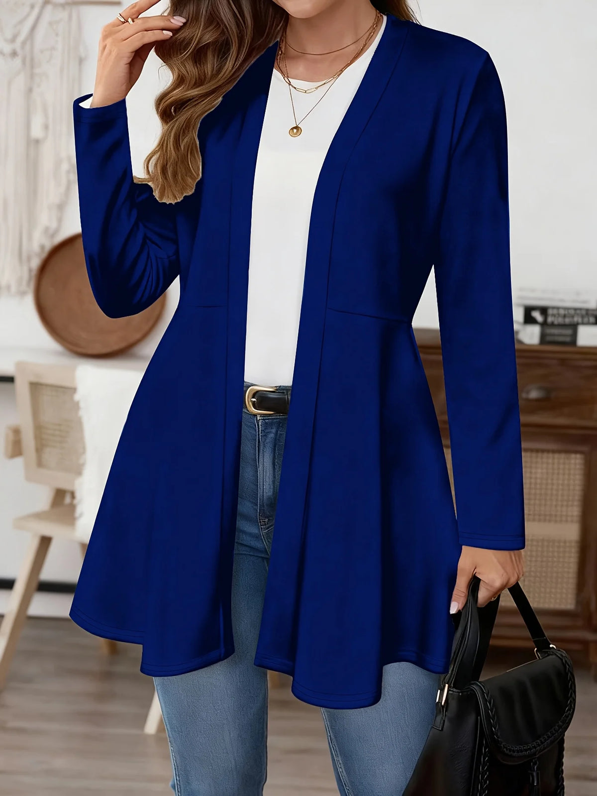 Long Open-Front Cardigan