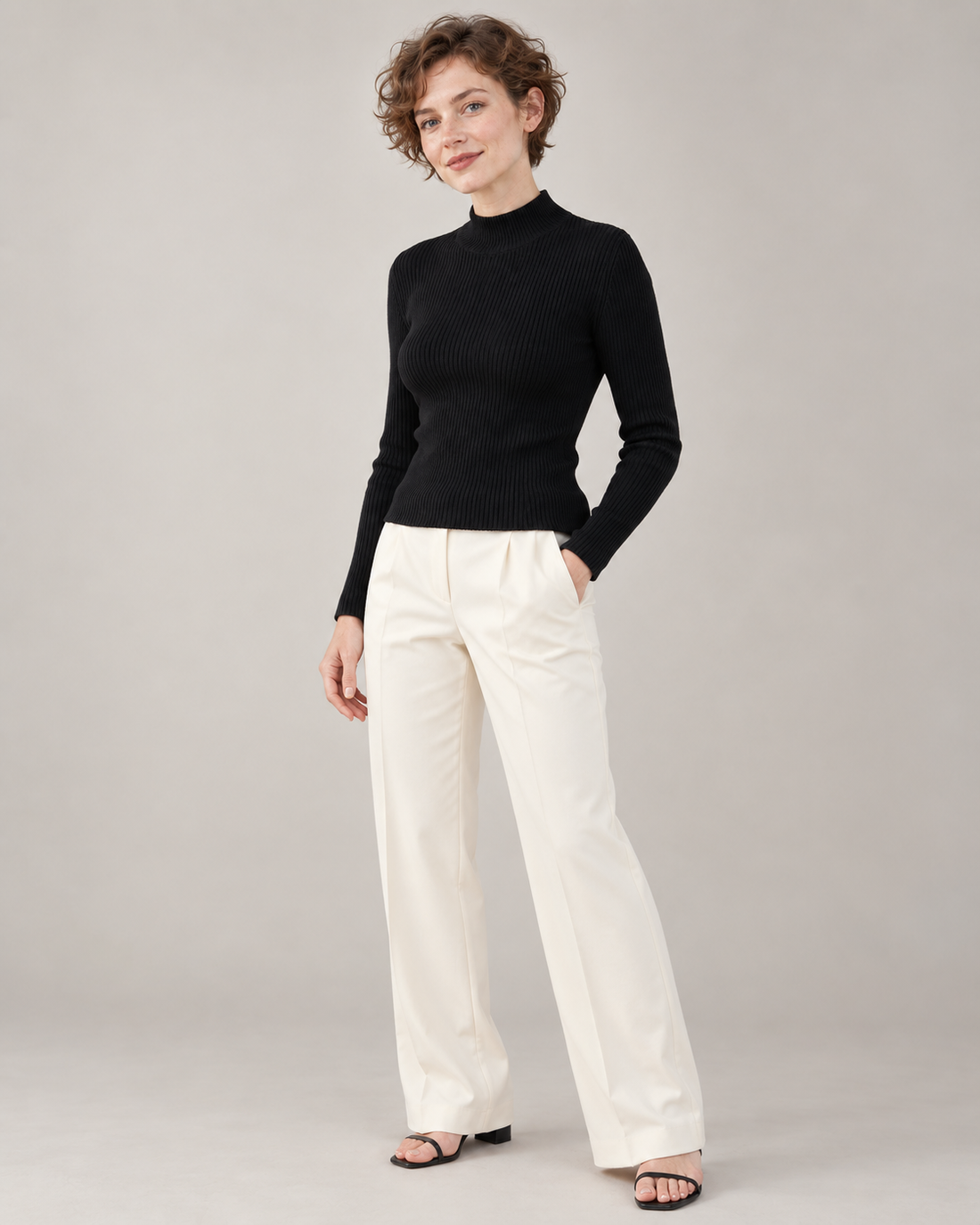 Ribbed Mock-Neck Top