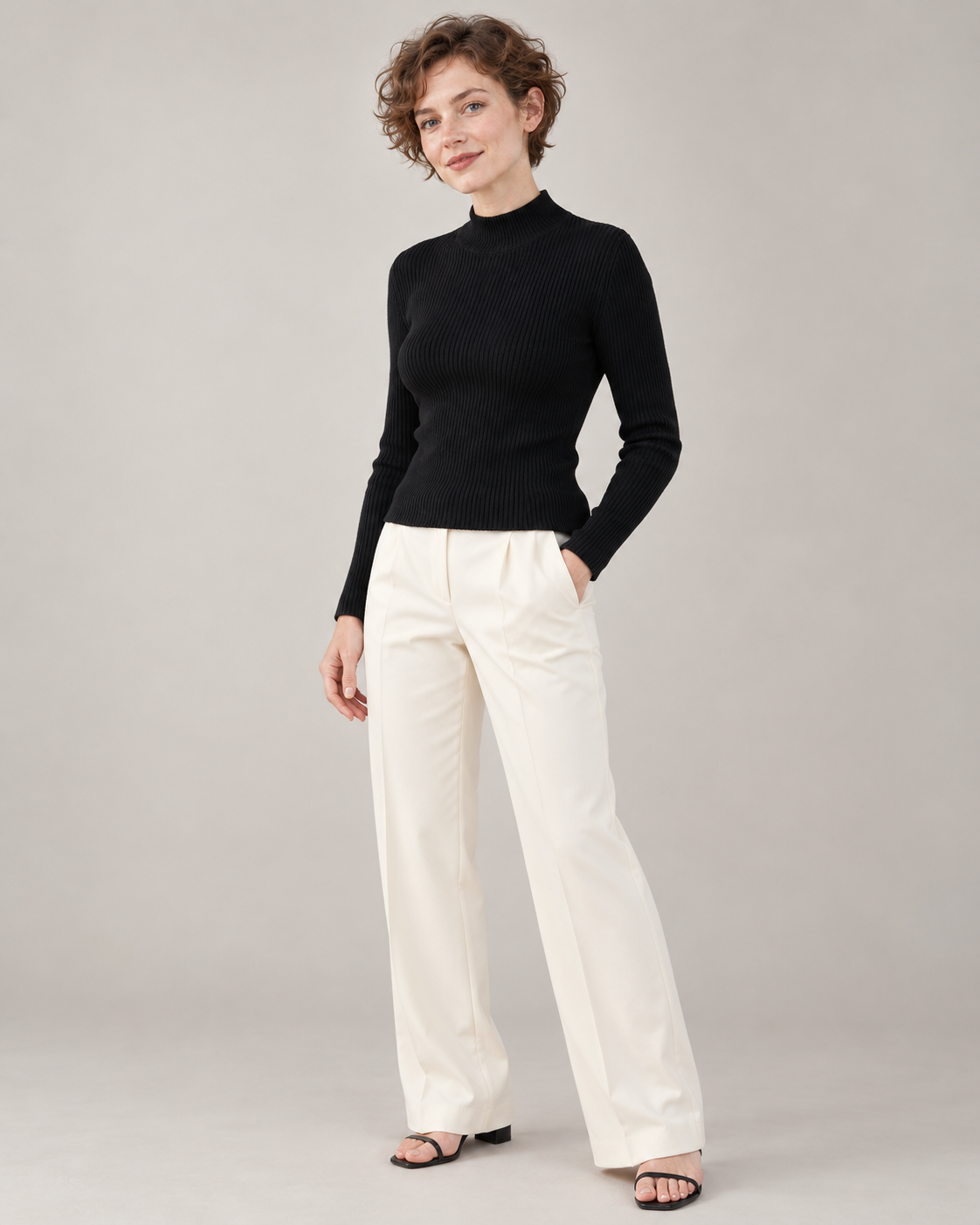 Ribbed Mock-Neck Top