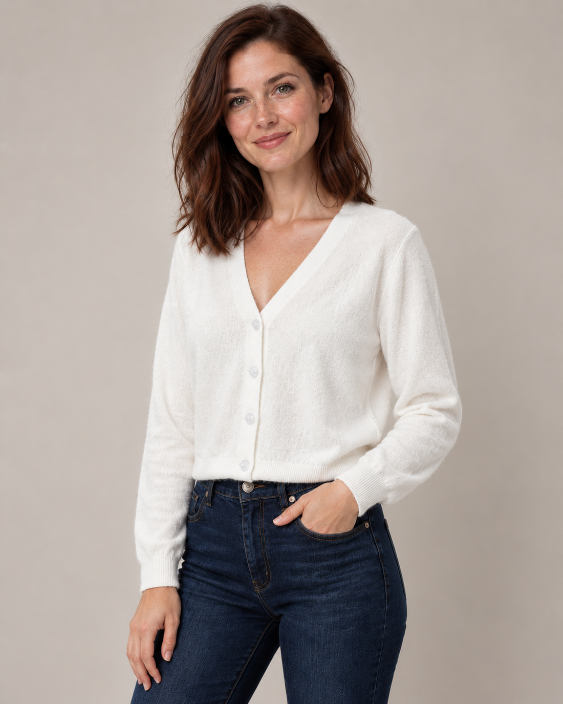 Cropped V-Neck Cardigan