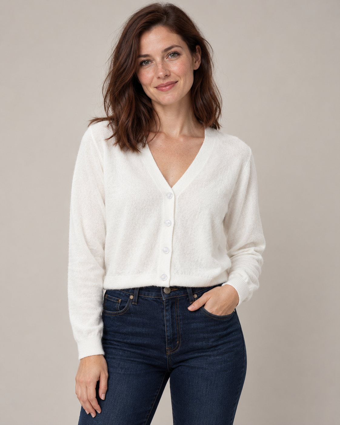 Cropped V-Neck Cardigan
