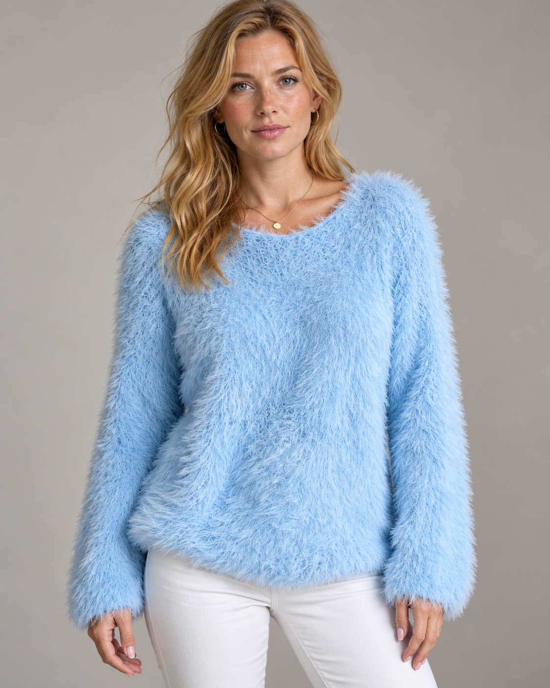 Fuzzy Crew-Neck Knit