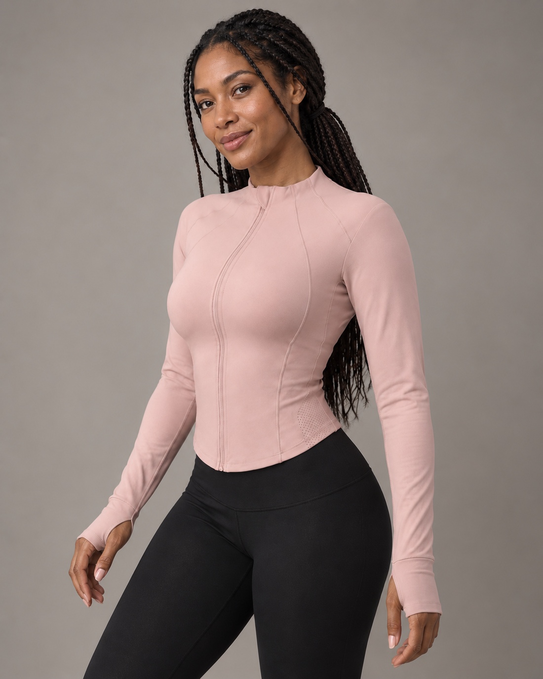 Cropped Stand-Collar Zip Jacket