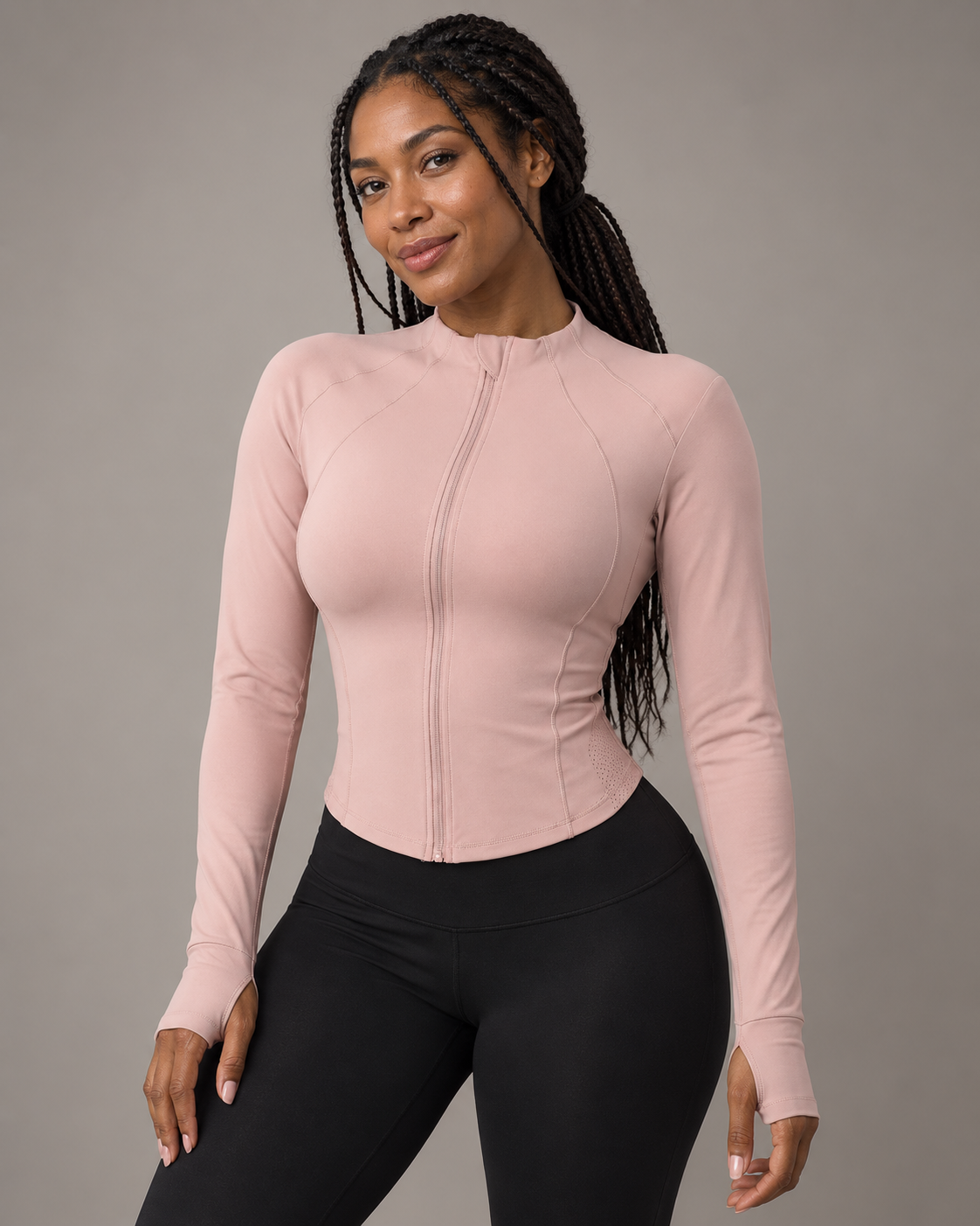 Cropped Stand-Collar Zip Jacket