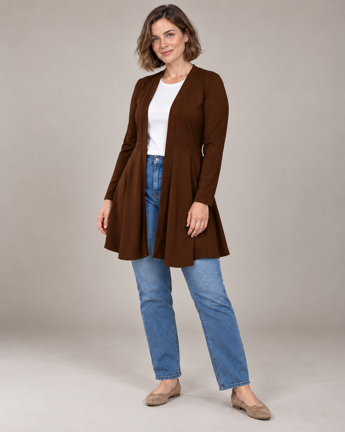 Long Open-Front Cardigan