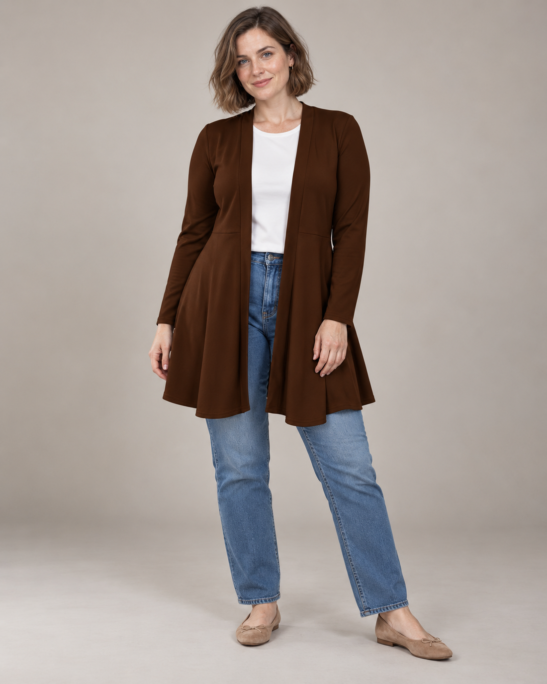 Long Open-Front Cardigan