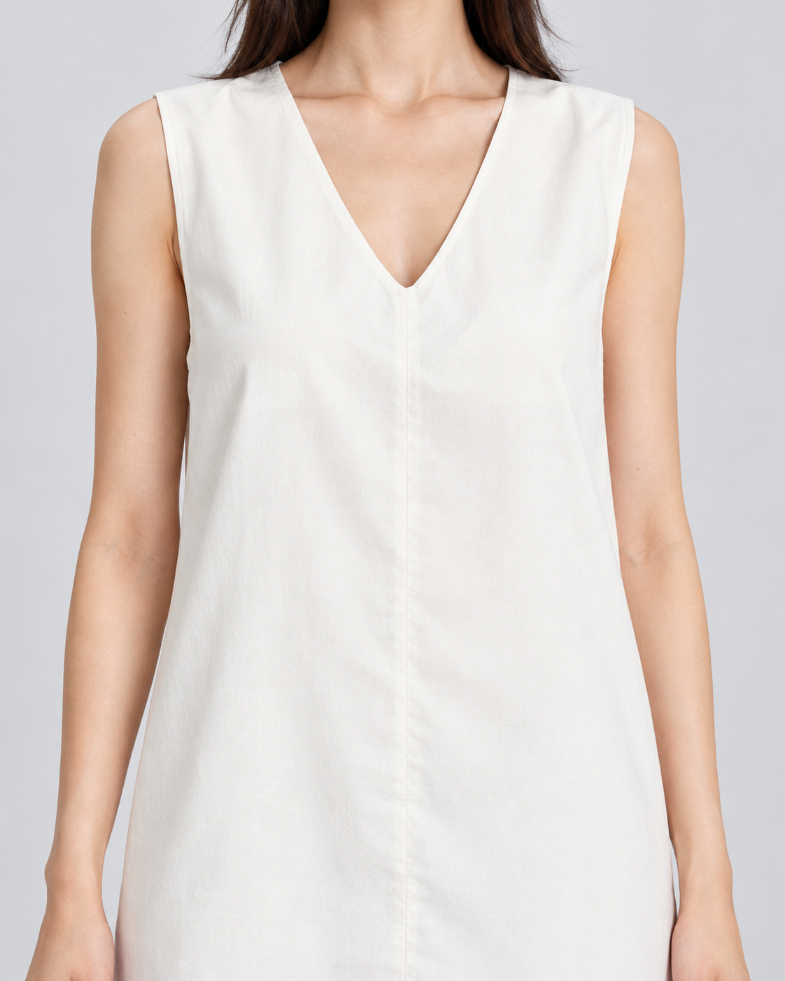 White V-Neck Mini Dress