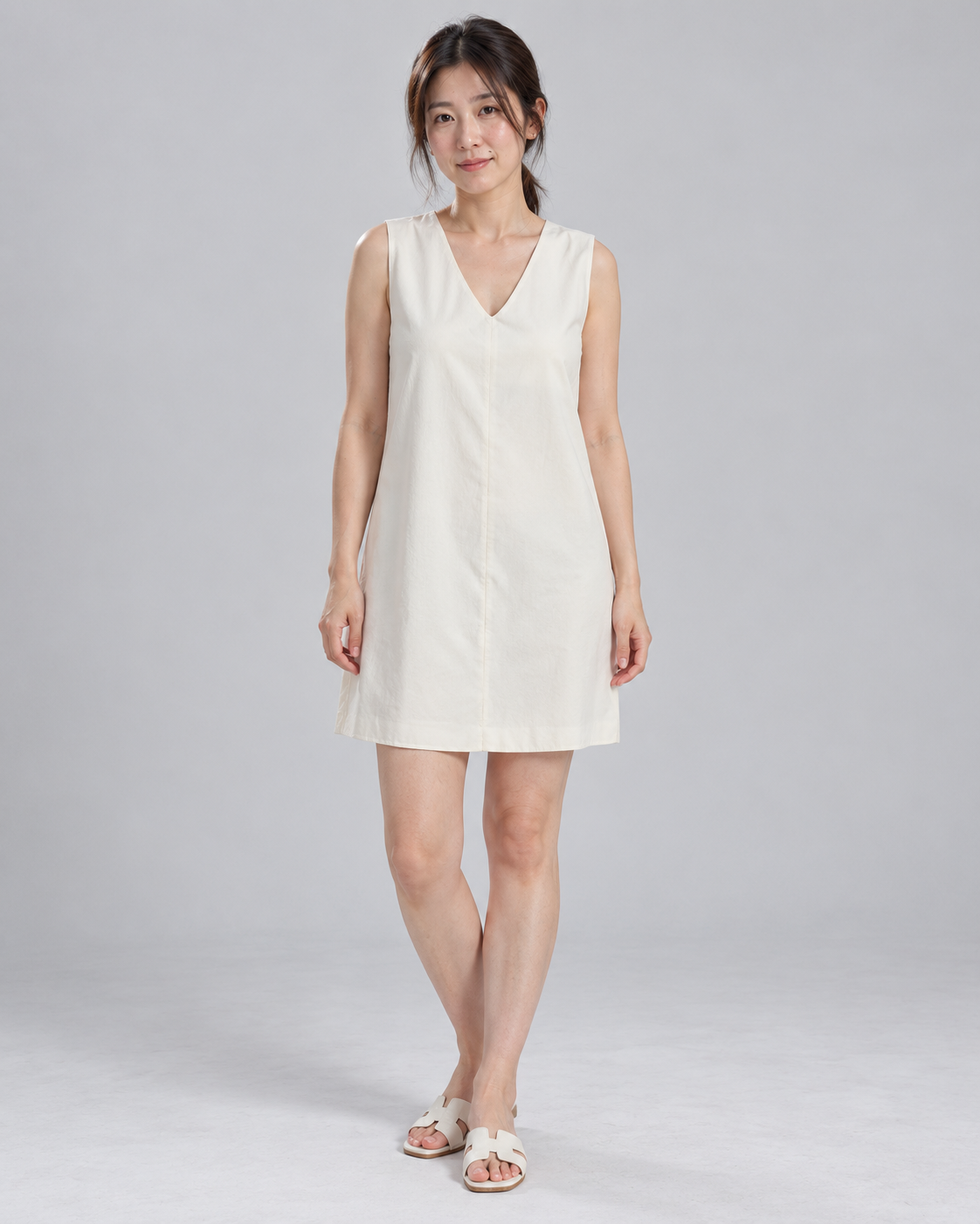 White V-Neck Mini Dress