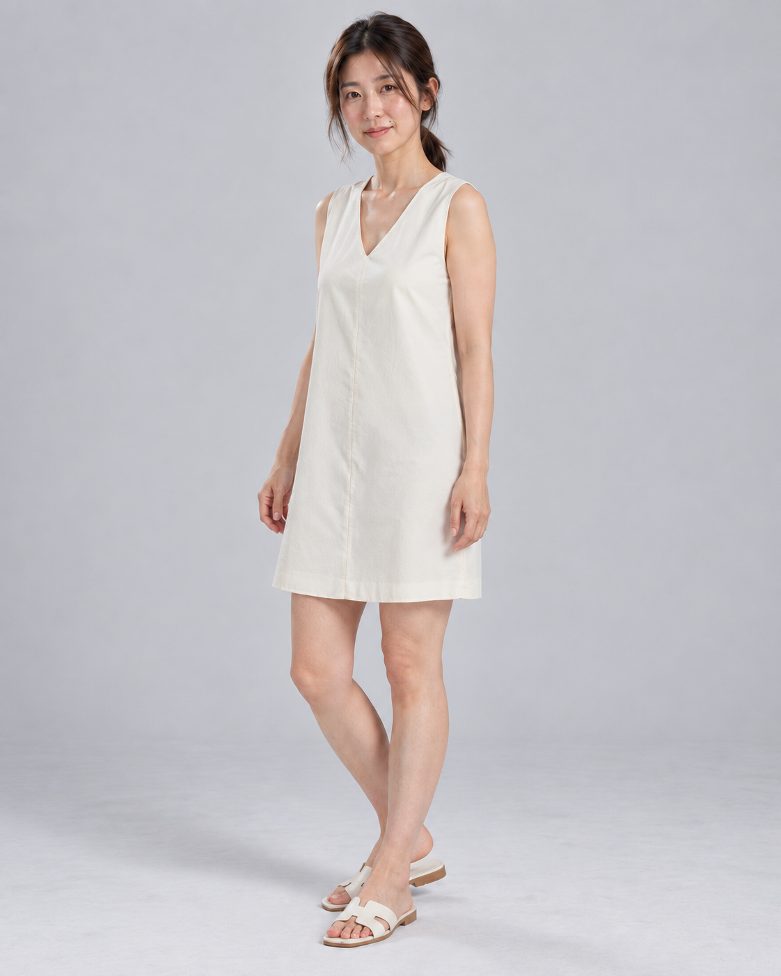 White V-Neck Mini Dress