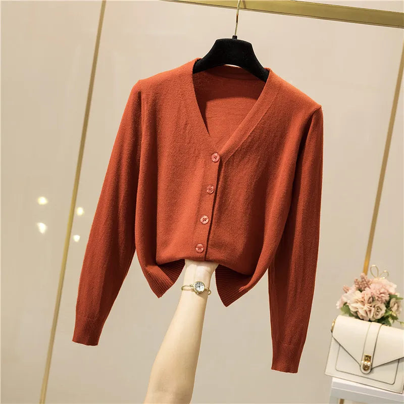 Cropped V-Neck Cardigan