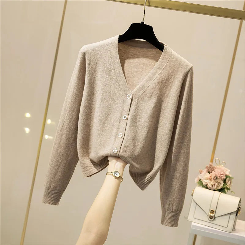 Cropped V-Neck Cardigan